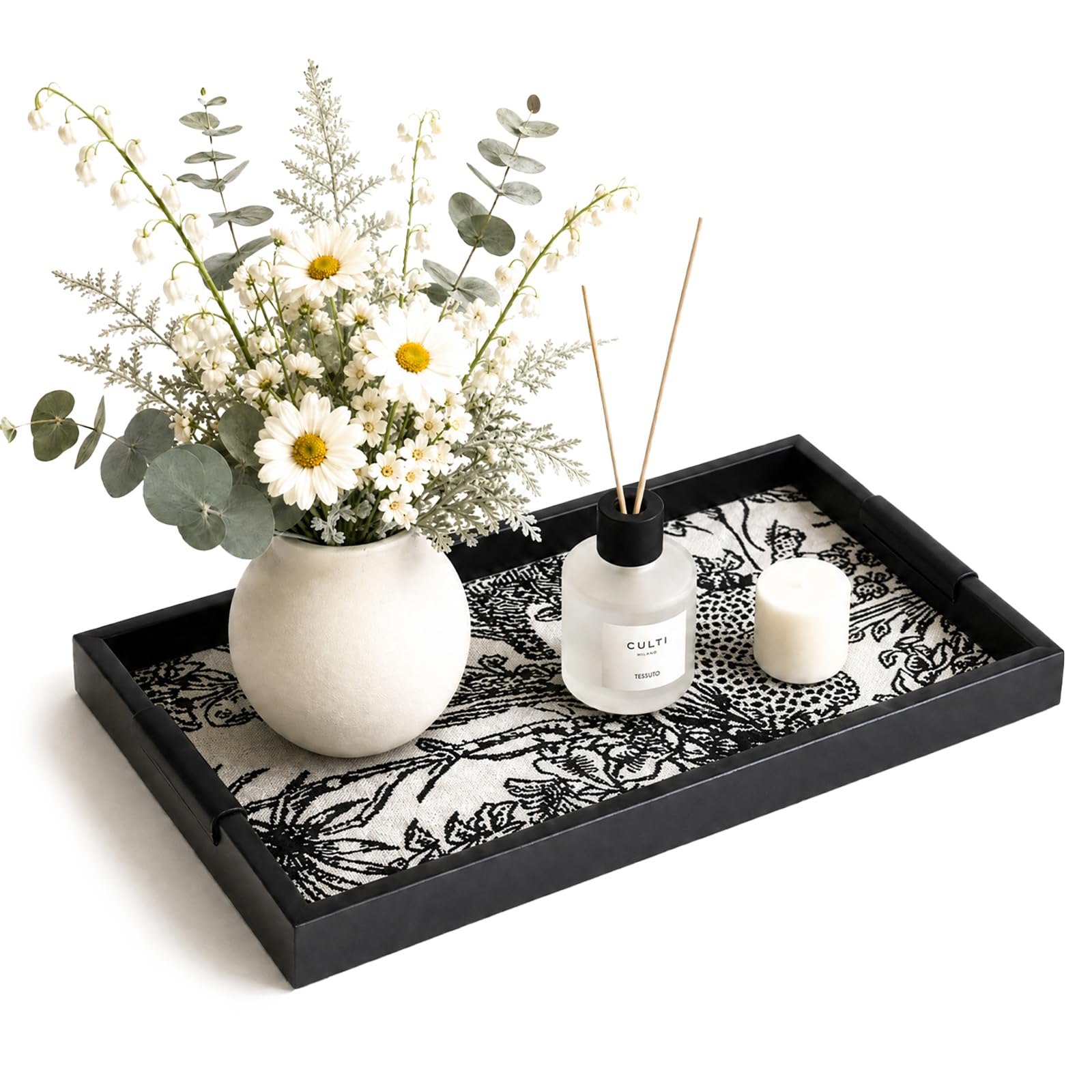 Bandeja decorativa de piel para mesa de café y organización de cosméticos en baño