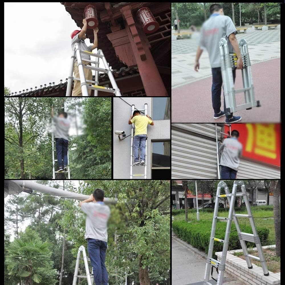 Telescoping Extension Ladder,Telescoping Ladder Extension Ladders Step Ladders Aluminum Telescoping Ladders,Multi-Purpose Collapsible Ladder with Balance Bar Portable Deformable Stabilize