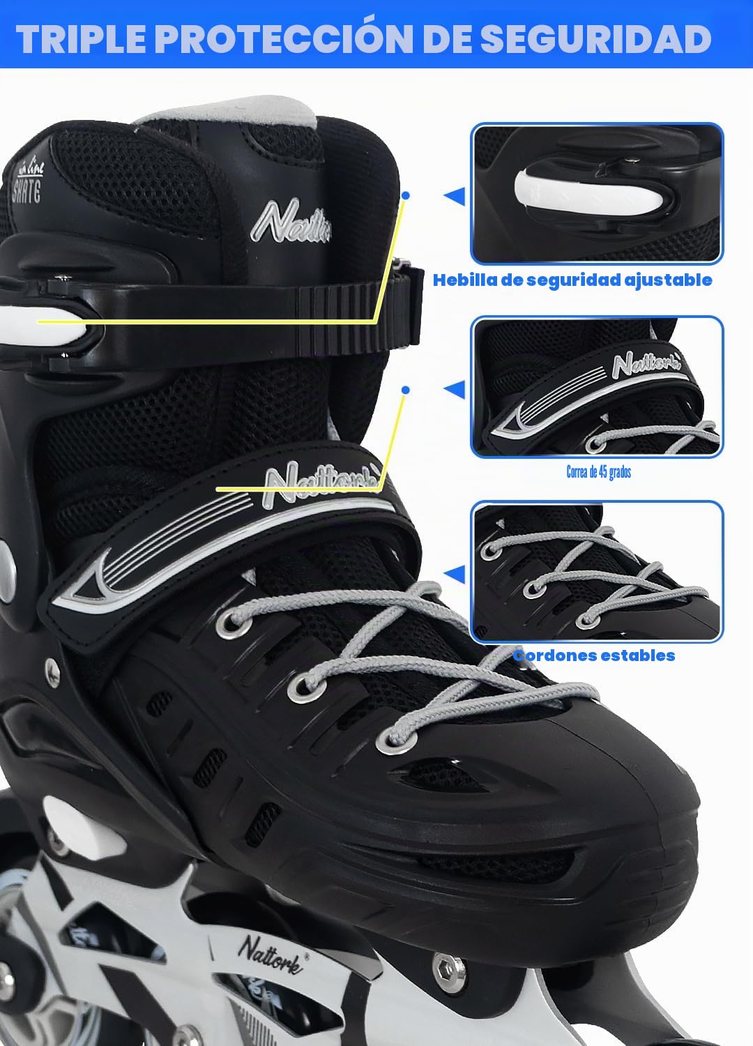Patines en Línea Ajustables para Niños Niñas Hombres Mujeres Principiantes