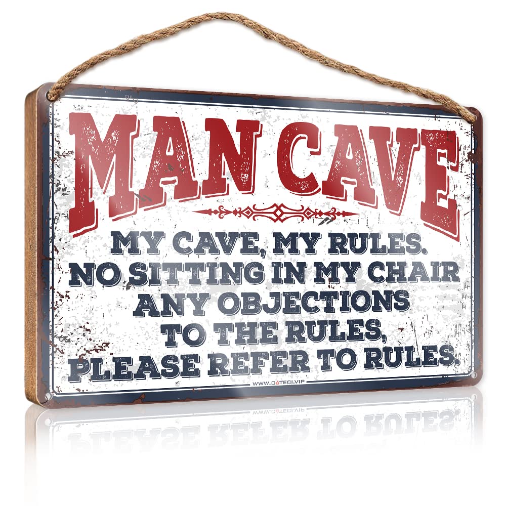 Signs & Plaques Man Cave Rules Wooden Sign Summer Decor Outdoor Signs And Decor(15X28CM)