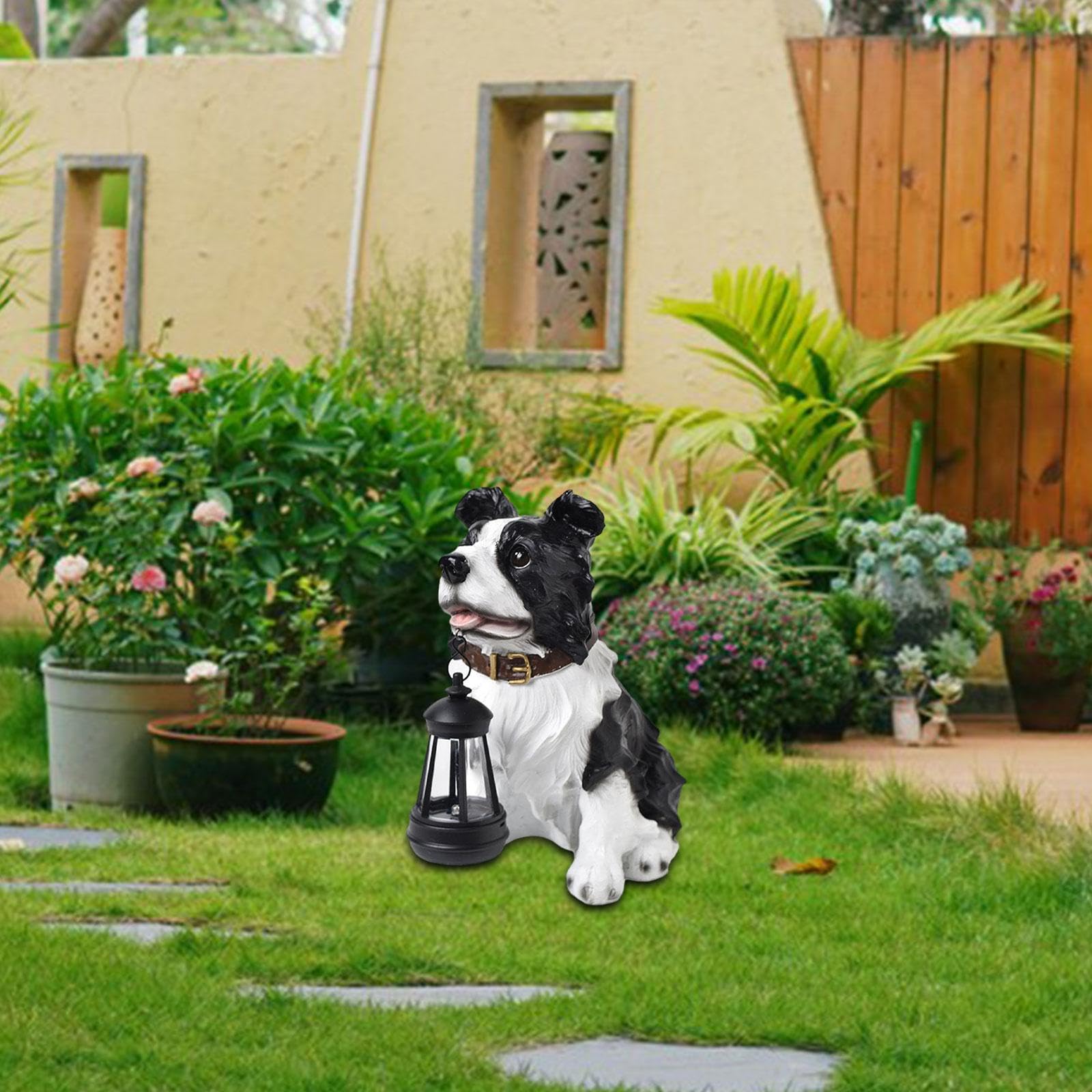 Estatua de Perro de Jardín con Luz Solar Figura de Animal para Patio Césped Jardín Estilo D, Style D