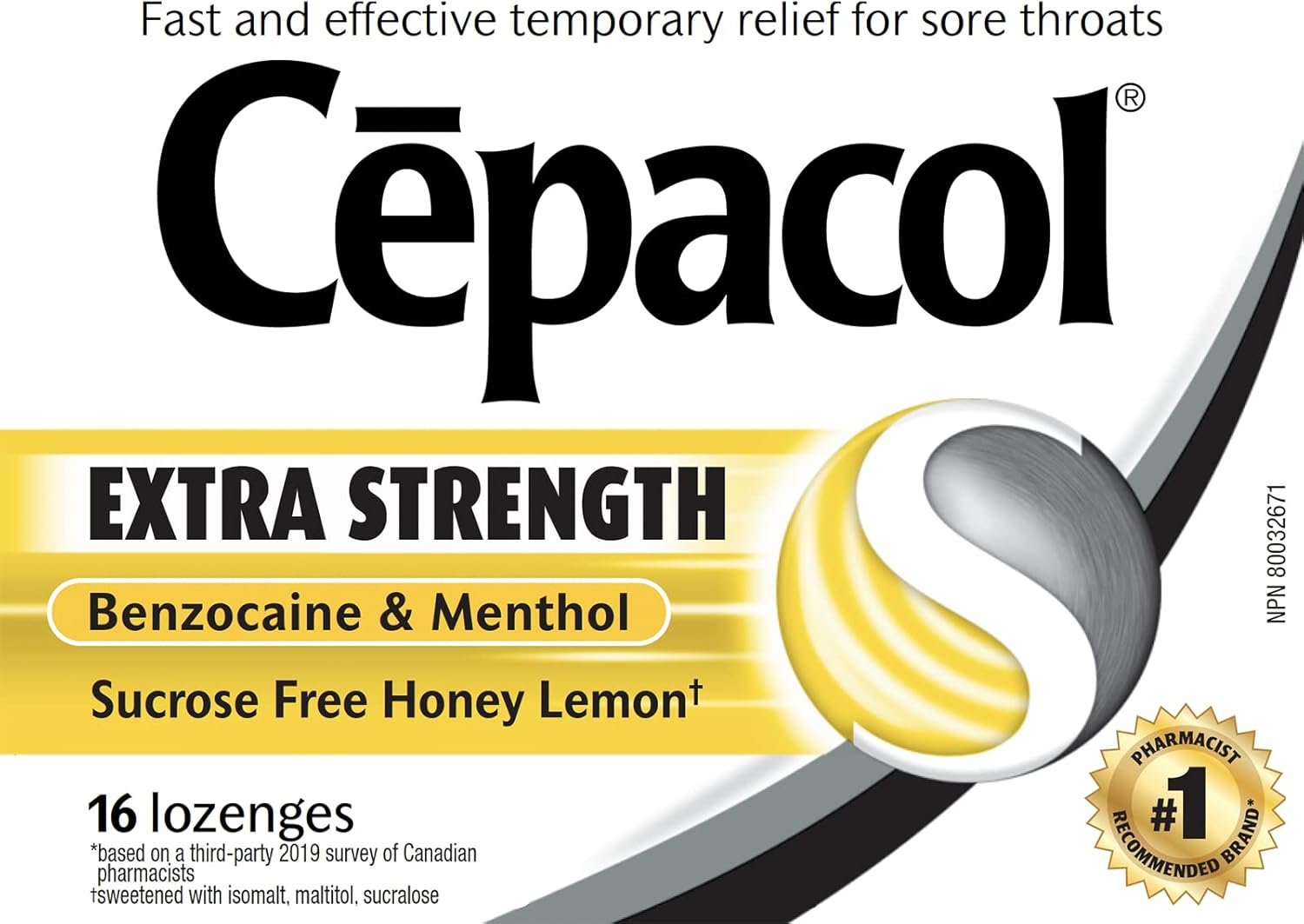 Cepacol Extra Strength, Sucrose Free, Honey Lemon, Sore Throat Lozenges