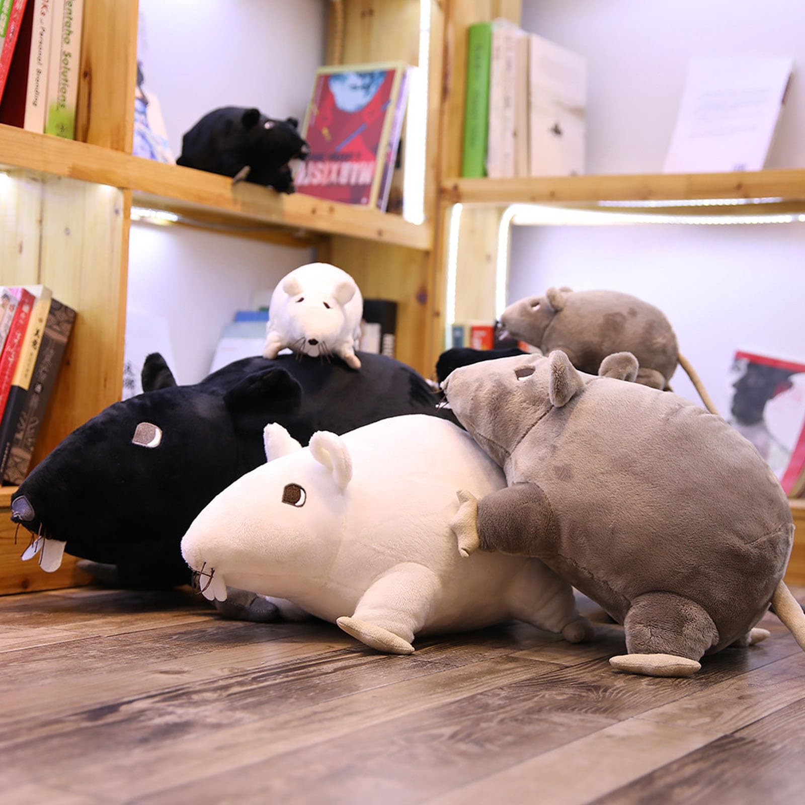 Peluche, Simpatico Peluche a Forma di Ratto, Morbido Animale a Criceto strisciante, Simpatico e Accogliente Cuscino for Animali da abbracciare(Black,60CM)