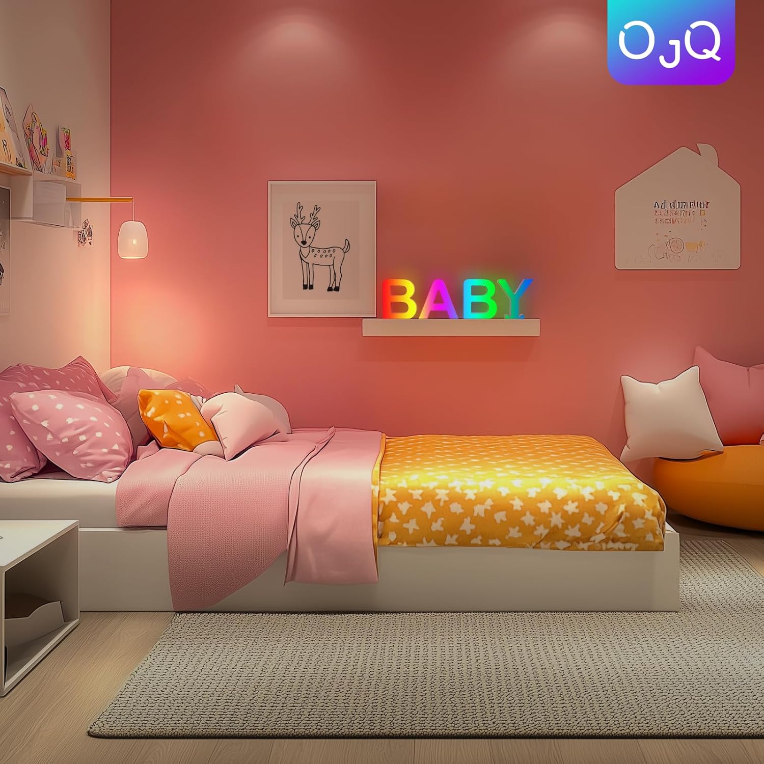 OJQ Light Up Letters LED Letter - Marquee Letters Room Decor Birthday Decorations Music Sync Color Change Colorful - Christmas Birthday Gifts for Girl - Teen Girls Gifts Party Home Wall Decor