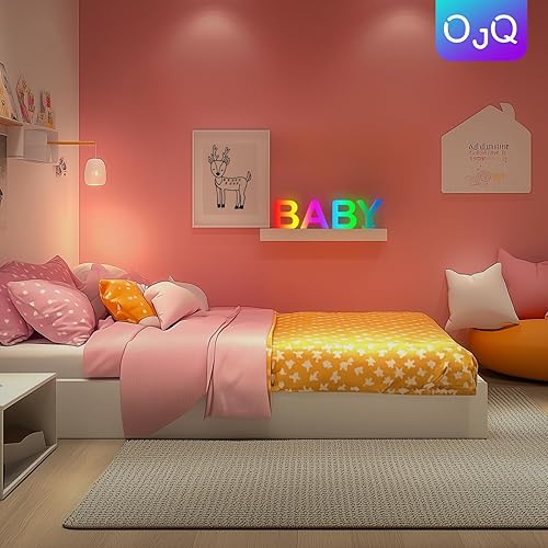 Miniatura 46 de OJQ Letras con luces LED iluminadas, letras de marquesina para decoración de habitación, luces de pared, regalos de Navidad, sincronización