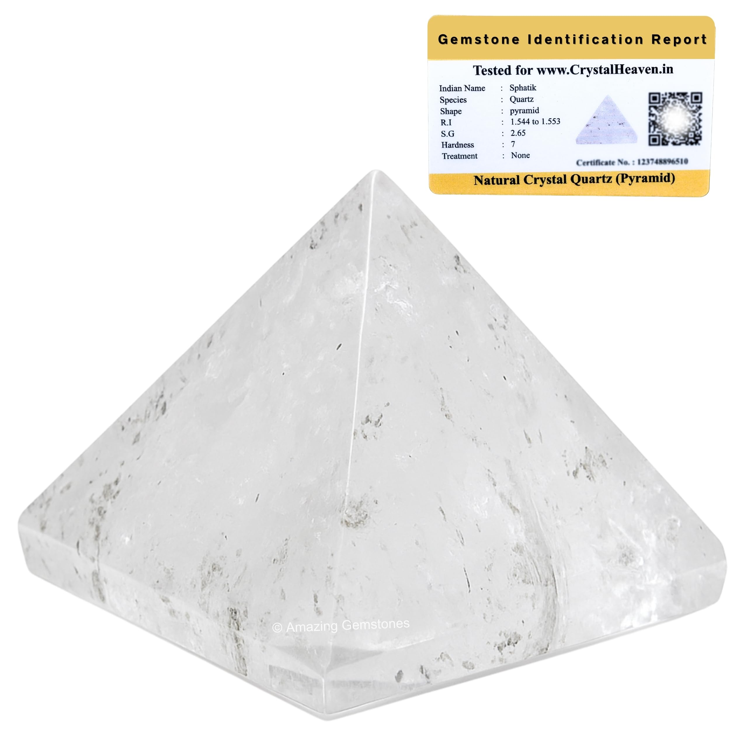 Clear Quartz Pyramid - 1.5" Inch Crystal Pyramid for Positive Energy, Vastu, Reiki, Feng Shui and Chakra Healing Energy 