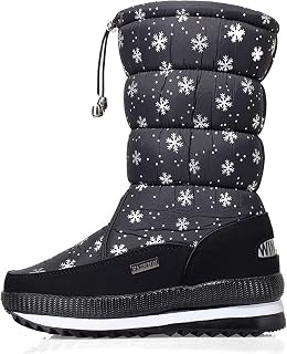 Generisch Botas de invierno para mujer, suela gruesa, protección de forro polar, color liso