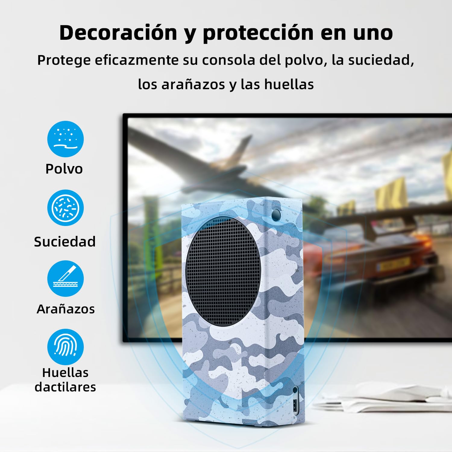 Mcbazel Smart Wraps Funda Protectora Magnética para Consola Xbox Series S, Funda Protectora con Piel Sintética de Forro Interior Suave - Camuflaje Gris