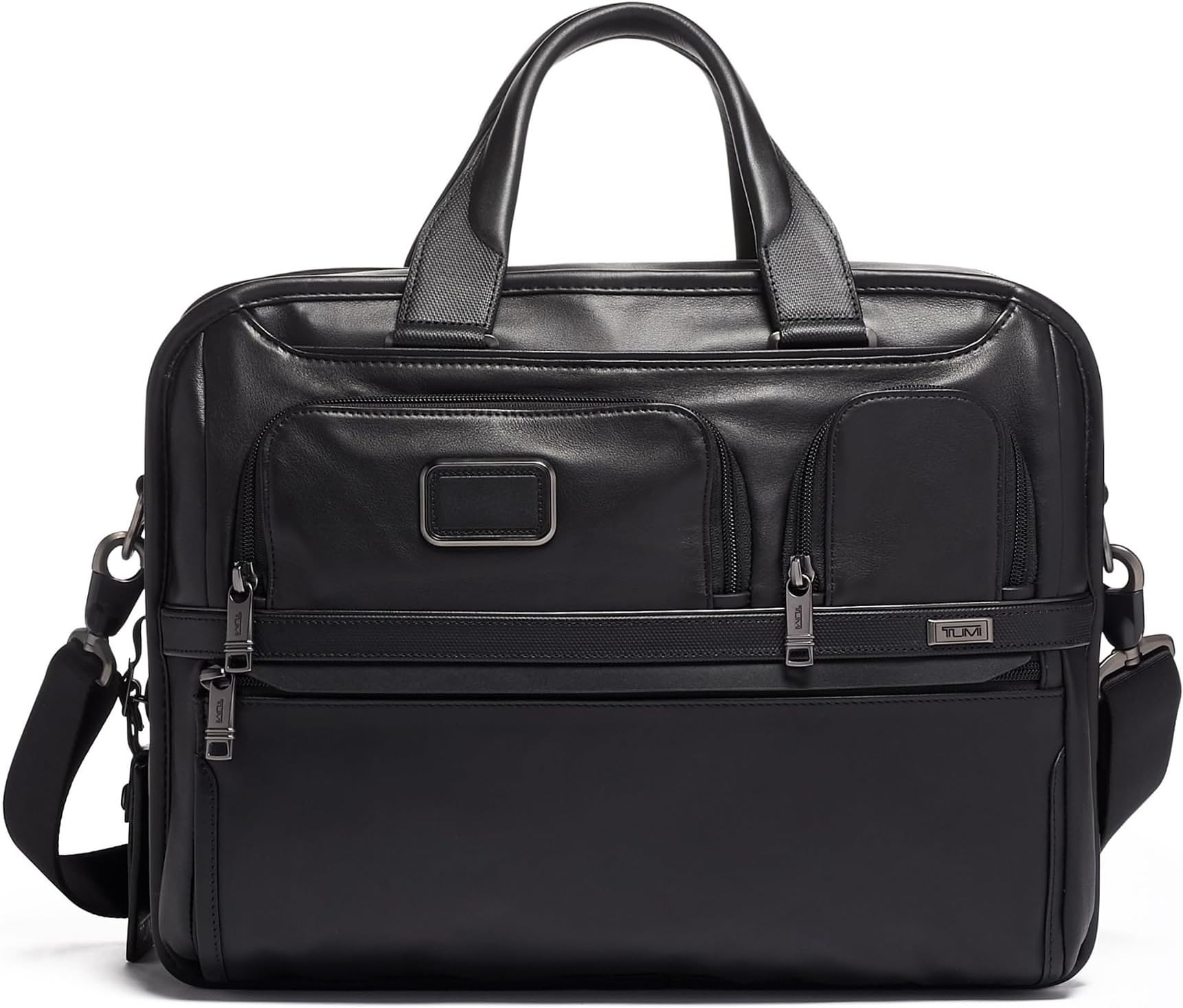 TUMI - Alpha Medium 15" Expansion Laptop Briefcase - Professional Briefcase for Commute or Travel - Padded Compartment Fits up to 15" Screen - Black Leather