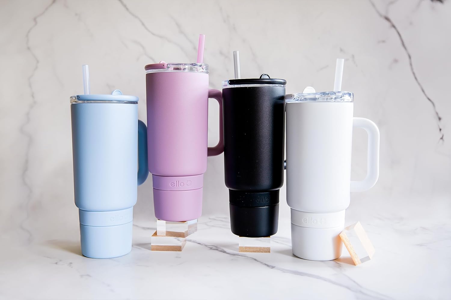 Ello Port 40oz Tumbler with Carry Loop & Integrated Handle, Vacuum Insulated Stainless Steel Reusable Water Bottle, Travel Mug with Leak Proof Lid and Straw, Perfect for Iced Coffee and Tea, Black - Image 9