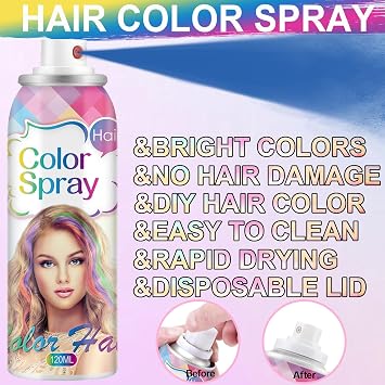 Temporary Hair Color Spray For Kids and Women One-Time Use,Natural Washable Blue Hair Dye Pomades for Cosplay Party DIY,Christmas Party, Halloween Dye(Blue,120 ML).
