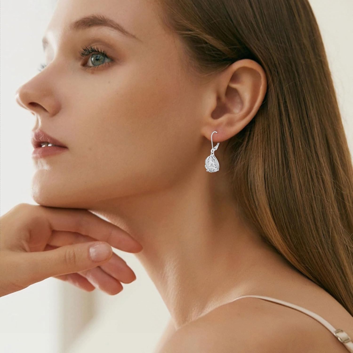 Teardrop Earrings for Women 925 Sterling Silver Dangle Drop Leverback Earrings Birthstone Jewelry Gifts for Wife Mom Girlfriend Her - Image 3