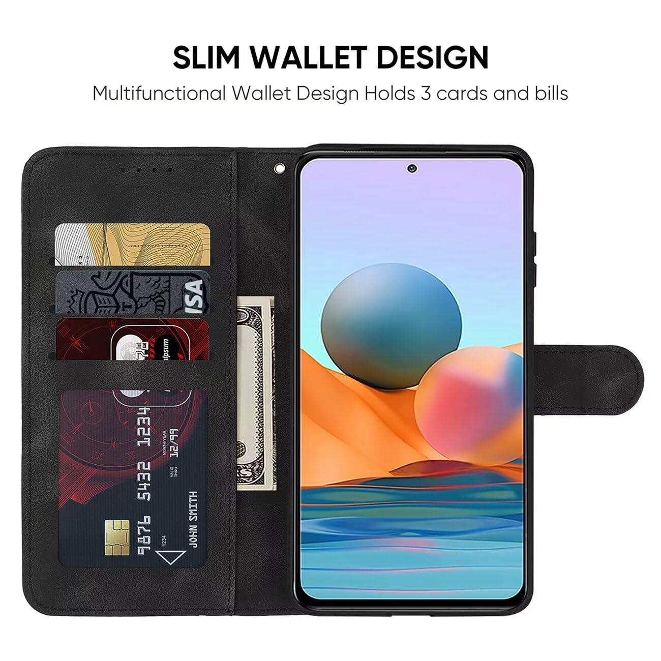Wanyuexes Case for Redmi Note 10 Pro/Redmi Note 10 Pro Max Wallet Case with Tempered Glass Screen Protector - Image 2