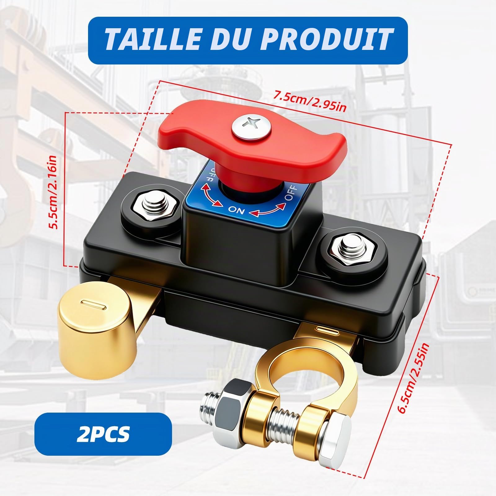 Lot de 2 Coupe Circuit Batterie 12V-24V, Cosse Coupe Batterie en Cuivre Pur, Interrupteur 12v, Haute Conductivité & Transmission Stable, Adapté pour Voiture, Camion, Bateau, Camping-Car et Moto