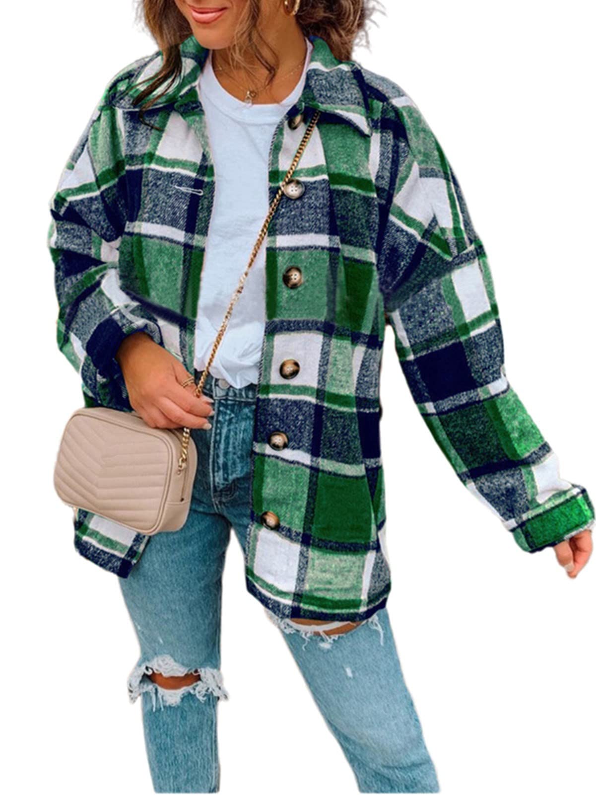 SAMACHICA Womens Corduroy Long Sleeve Button Down Shirts Casual Jacket Tops Shacket