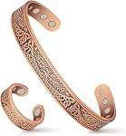 Anneau de drainage lymphatique & Bracelet en cuivre pour femmes, Anneau de détox magnétique et Bracelet de cuivre magnétique, 100% Cadeau de bijoux en cuivre pur solide