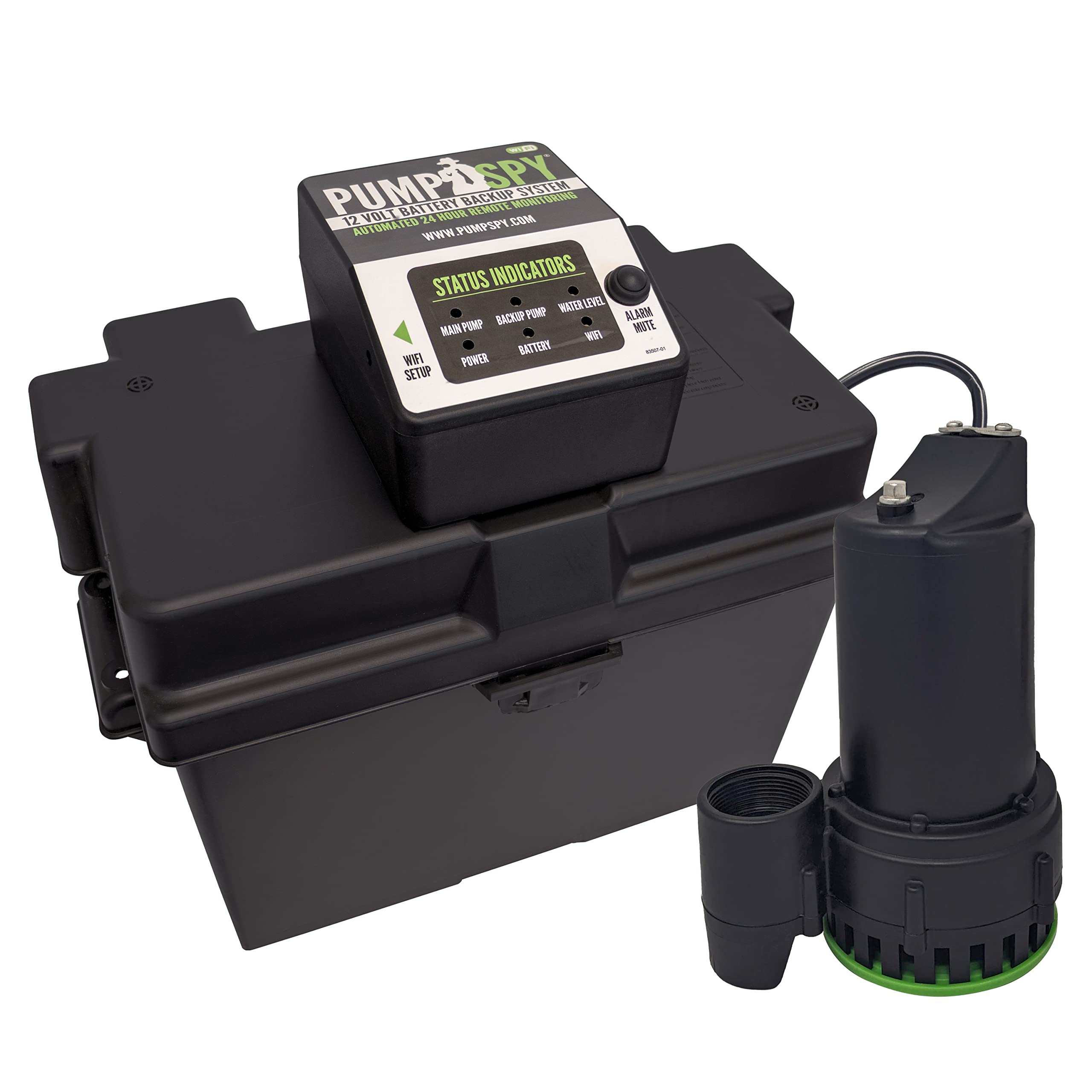 PumpSpy PS2000 WiFi Battery Backup Sump Pump System with Internet Monitoring \u0026 Alerts