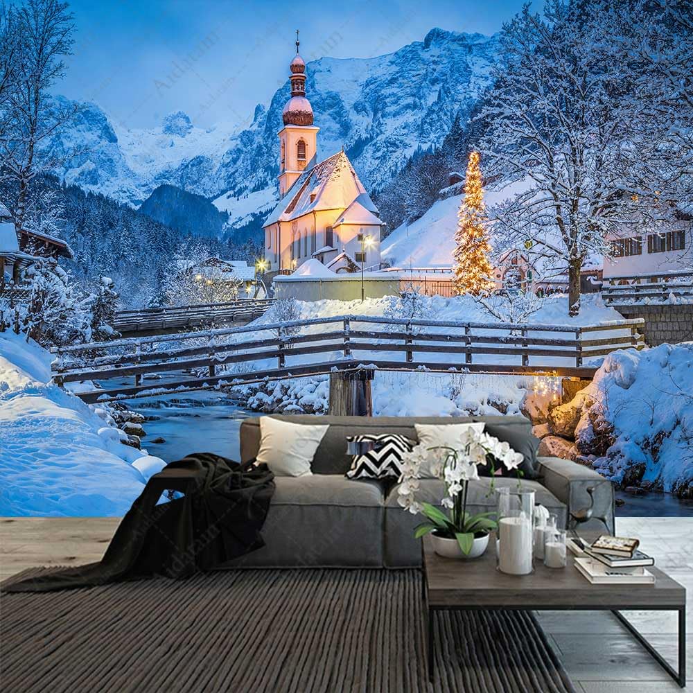 Amazon.com: Aidatain Winter European Tapestry - Bavarian Alps