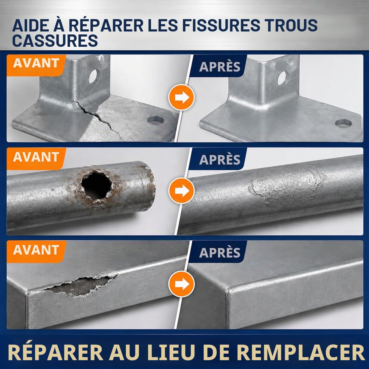 Soudure à Froid Métal 160 g, Colle Métal Extra Forte Bi-Composant, Colle Époxy Métallique Étanche pour Acier, Inox, Aluminium, Fonte, Plastique, Réservoir, Plomberie, Bateau