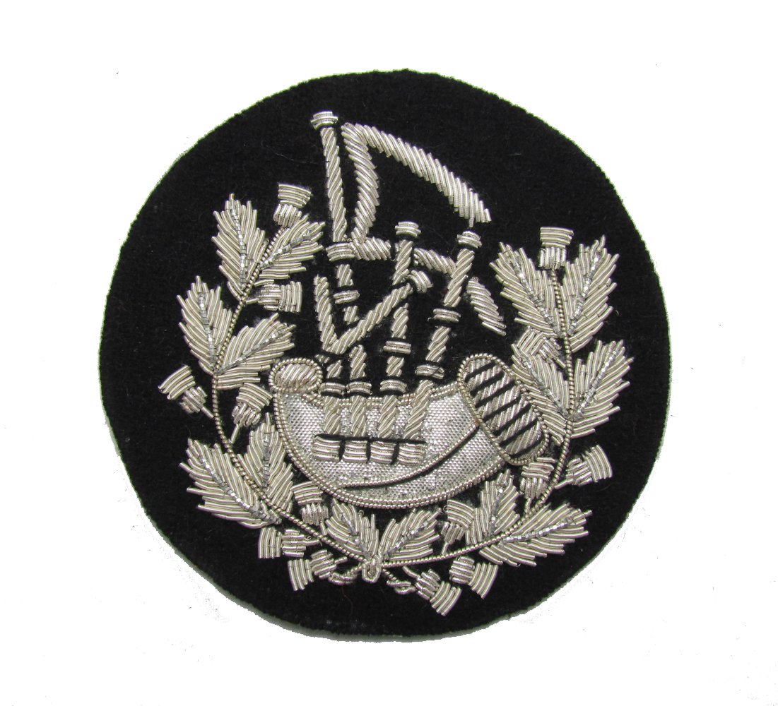 Uniform Store London Silver Badge Pipe Major On Black R1211