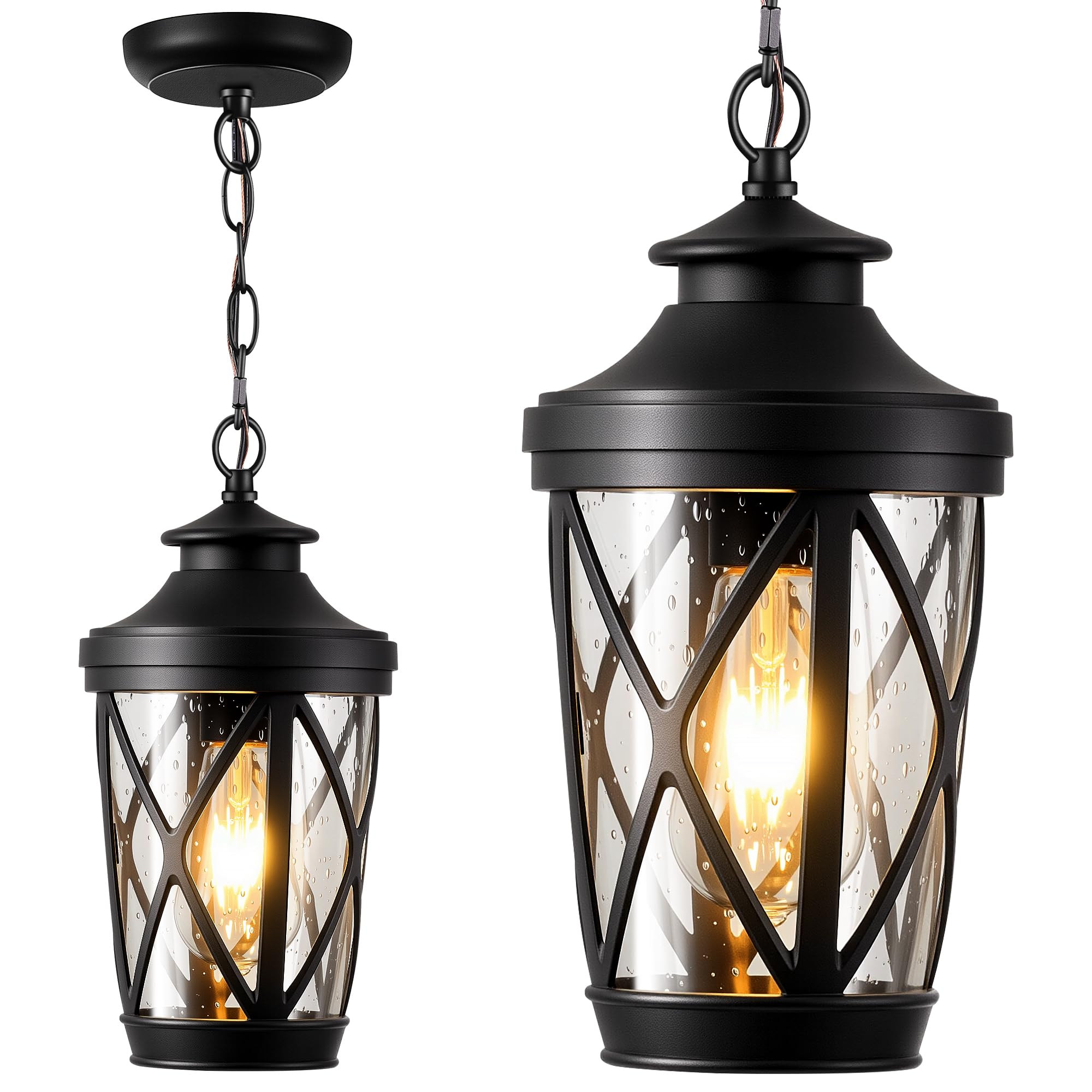 VIANIS Black Outdoor Pendant Light for Porch, Outdoor Hanging Chain Lamp