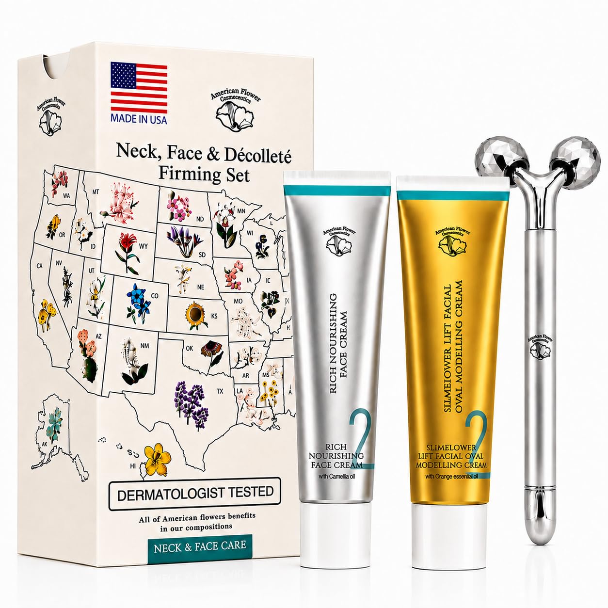 Anti Aging Neck, Face, Jawline & Dcollet Firming Cream Set - Made in USA