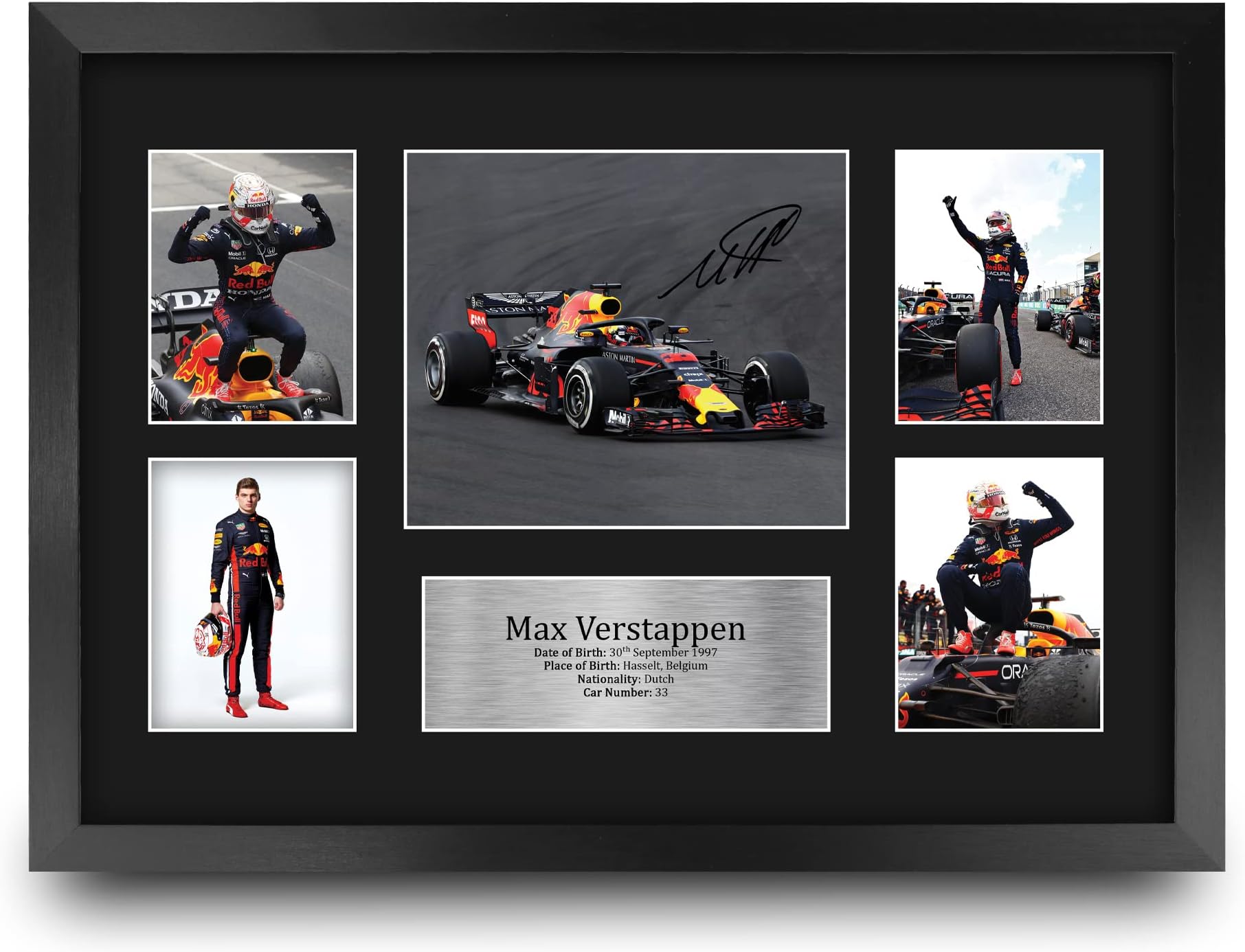 FR A3 Max Verstappen Gifts Printed Signed Autograph Presentation Display for F1 Formula 1 Racing Fans - A3 Framed