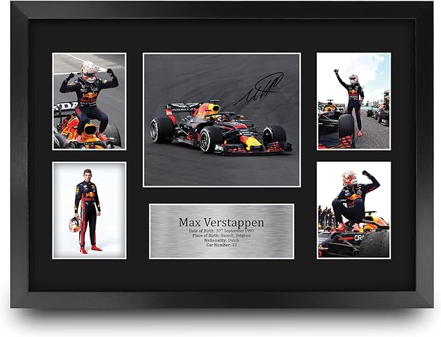 HWC Trading FR A3 Max Verstappen Gifts Printed Signed Autograph Presentation Display for F1 Formula 1 Racing Fans - A3 Framed