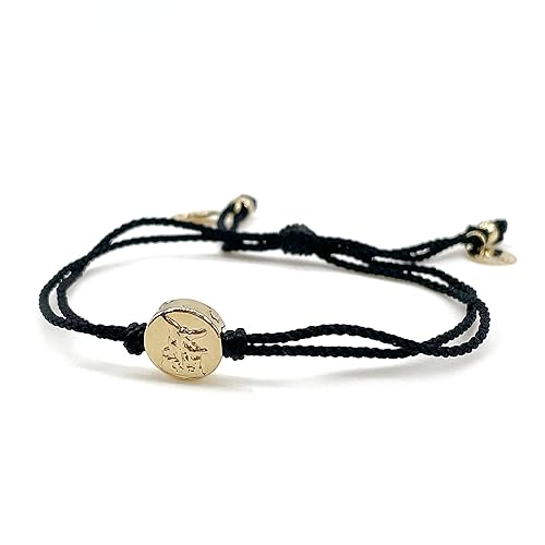 Miniatura 2 de St Michael Archangel Coin Medal on Adjustable Red Cord Wrist Adjustable Bracelet (Black)