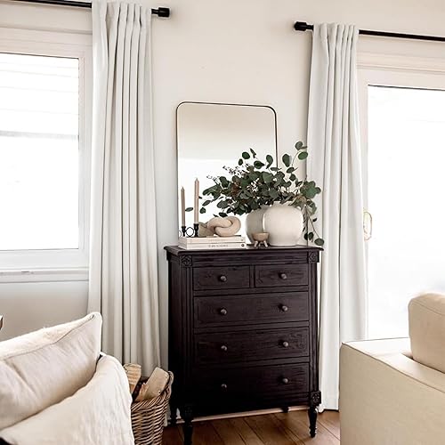 Miniatura 6 de INOVADAY Cortinas 100% opacas de 72 pulgadas de largo, juego de 2 paneles de lino con pestaña trasera, bolsillo para barra, cortinas opacas para