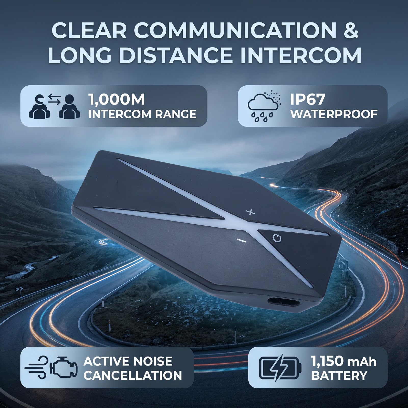 Sxhlseller Oreillette Bluetooth Moto, 1000m, Ip67