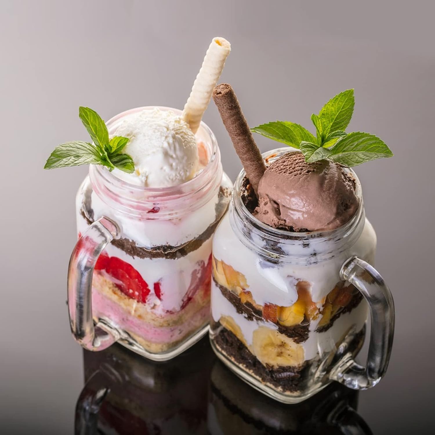 16 oz Handled Glass Mason Jars with Lids,9 Pack Drinking Mason Jars | 480ml Reusable Glass Overnight Oats Jar,Beer Mugs for Smoothies,Preserve,Cocktails,Party Favors