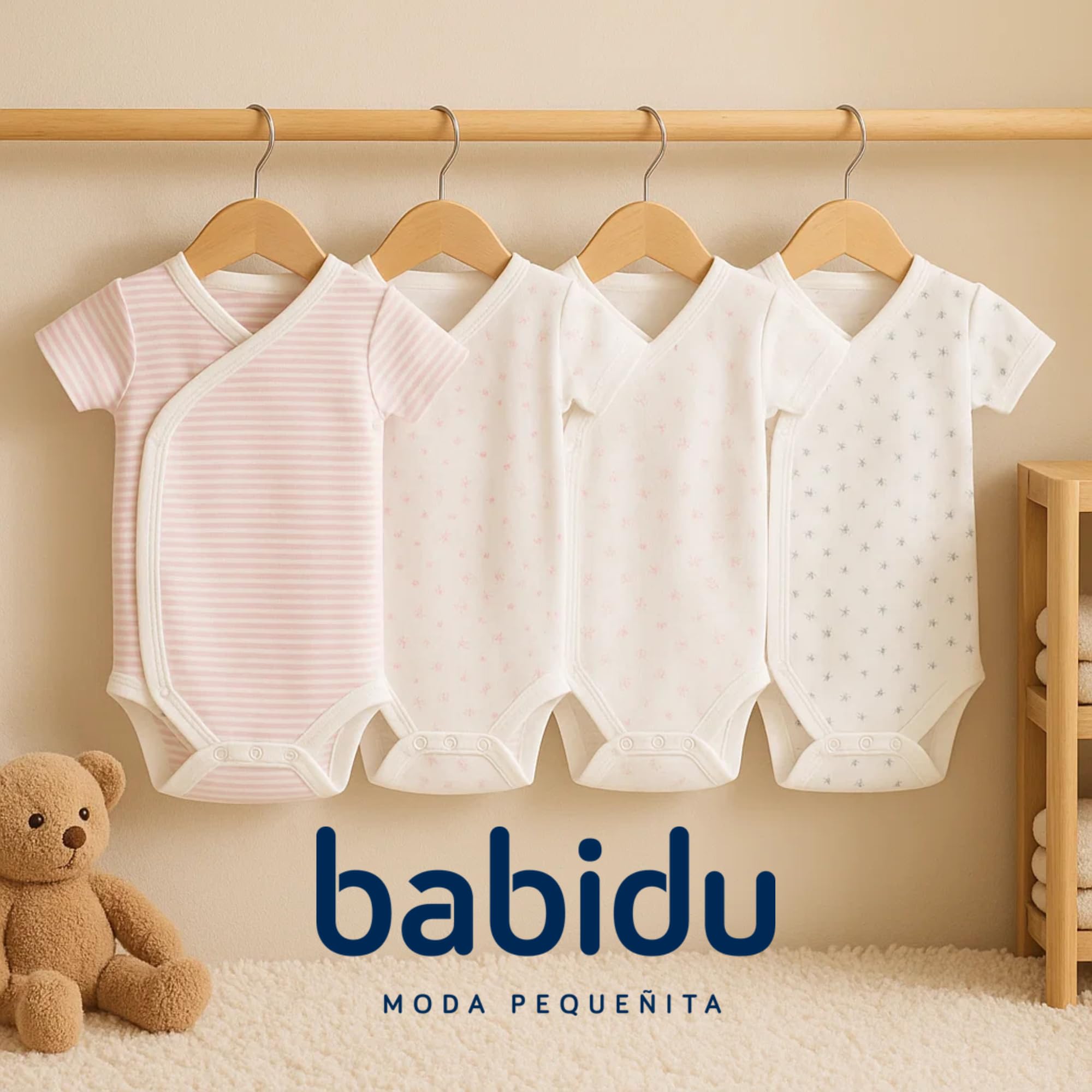 BABIDU Body niemowlęce z krótkim rękawem, 4 sztuki, 100% bawełna, miękka i oddychająca, pierwsze ubrania dla chłopców i dziewczynek, idealne dla wrażliwej skóry i codziennego noszenia