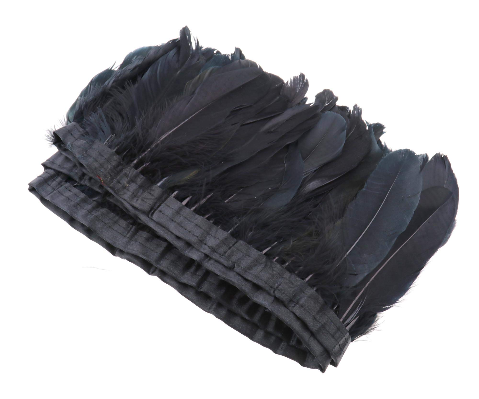 Frange en plumes d'oie noires ruban de 2m pour décoration maison et loisirs créatifs