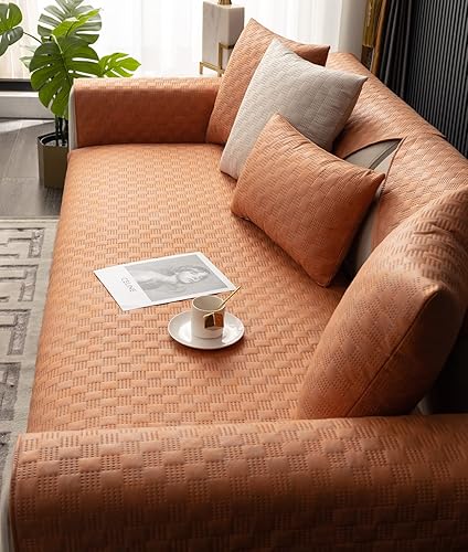 Miniatura 4 de vctops Funda acolchada de lujo, resistente al agua, de gamuza sintética, a cuadros, funda antideslizante para sofá modular para perros, niños y