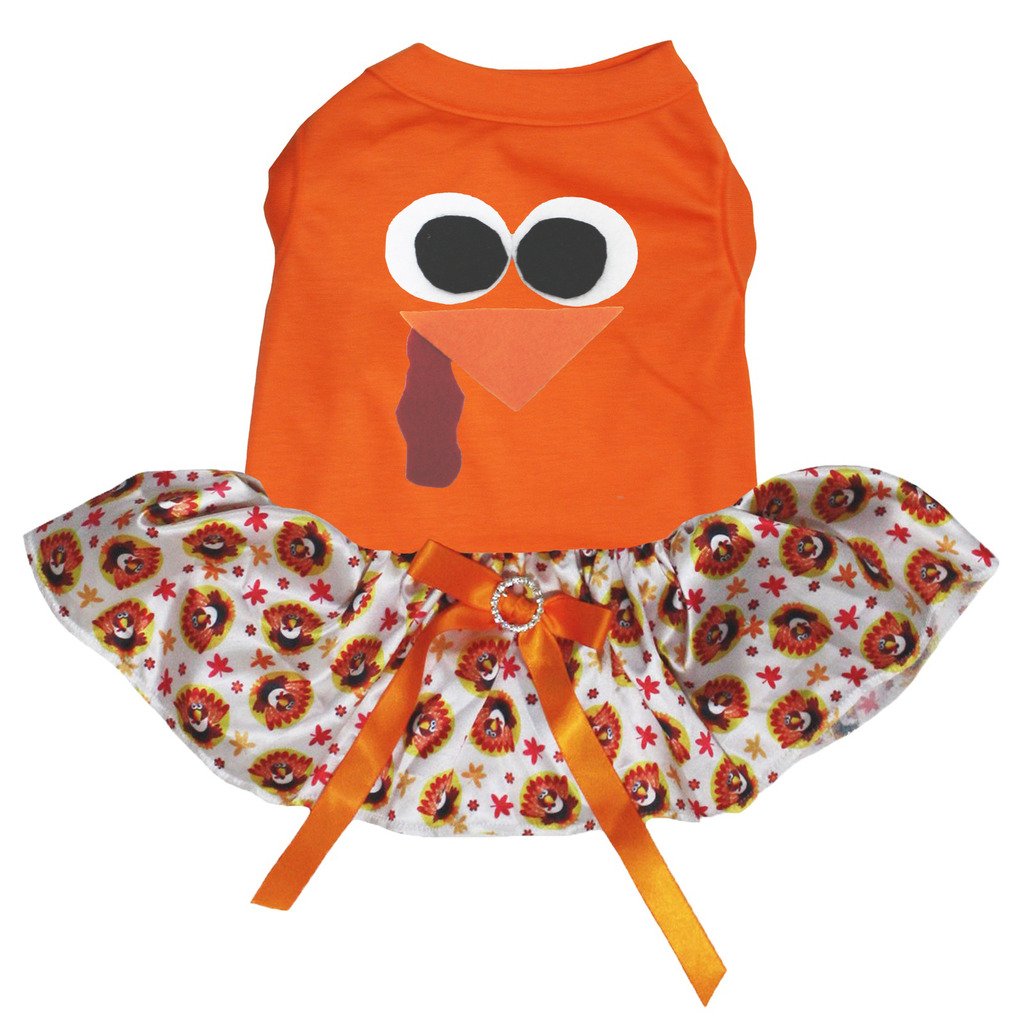 Robe Turquie chien orange avec jupe tutu en tulle volumineuse Thanksgiving