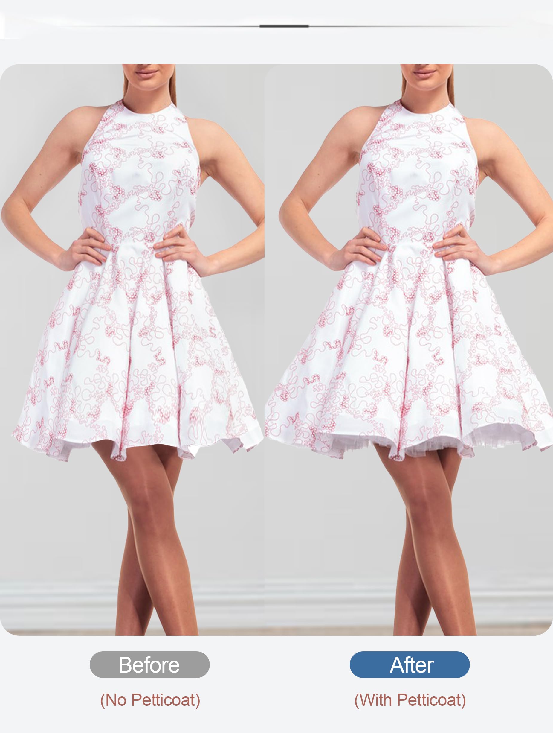 Vlazom Damska halka w stylu lat 50., klasyczna halka o linii A, halka w stylu vintage, rockabilly, spódniczka tutu, do sukni ślubnej, sukni balowej, cosplay, kostium na Halloween, S-3XL
