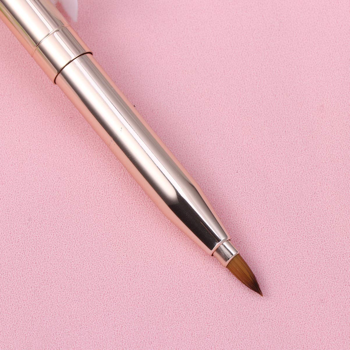 Retractable Lip Dual End Lip Makeup Brush Applicators with Lid Lipstick Eyeshadow Makeup Brush Golden