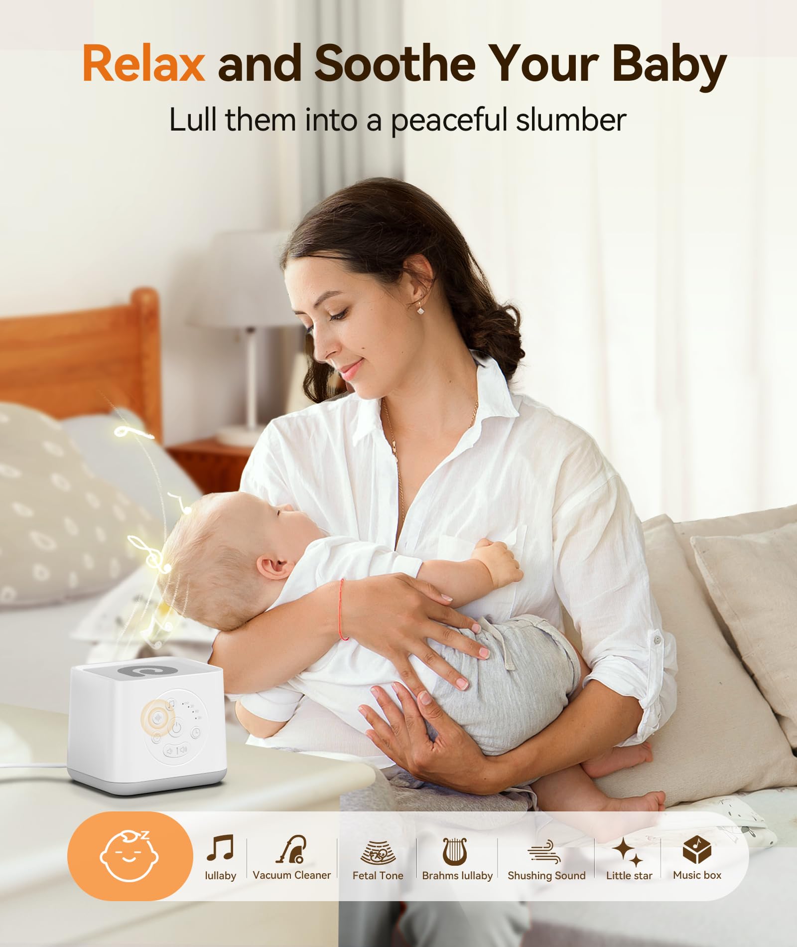 Macchina Rumori Bianchi Per Neonato - Dreamegg D8 Rumore Bianco White Noise Machine con 21 Suoni naturali, Macchina Rumori Bianchi per Neonato Portatile, rumori bianchi con Timer&Memoria per Adulti
