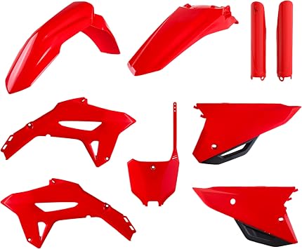 Polisport Motocross MX Replica Plastic Kit - Red/Black 2021-2024 | Durable, flexible OEM-quality replacement plastic kit for Honda CRF450R dirt bikes for 2021 to 2024 models