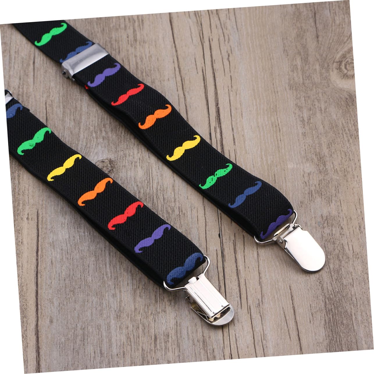 Holibanna Cartoon Beards Pattern Suspenders for Kids Boys/girls Y-shape Elastic Belt Easy Open Metal Clip Closure Adjustable Machine Washable