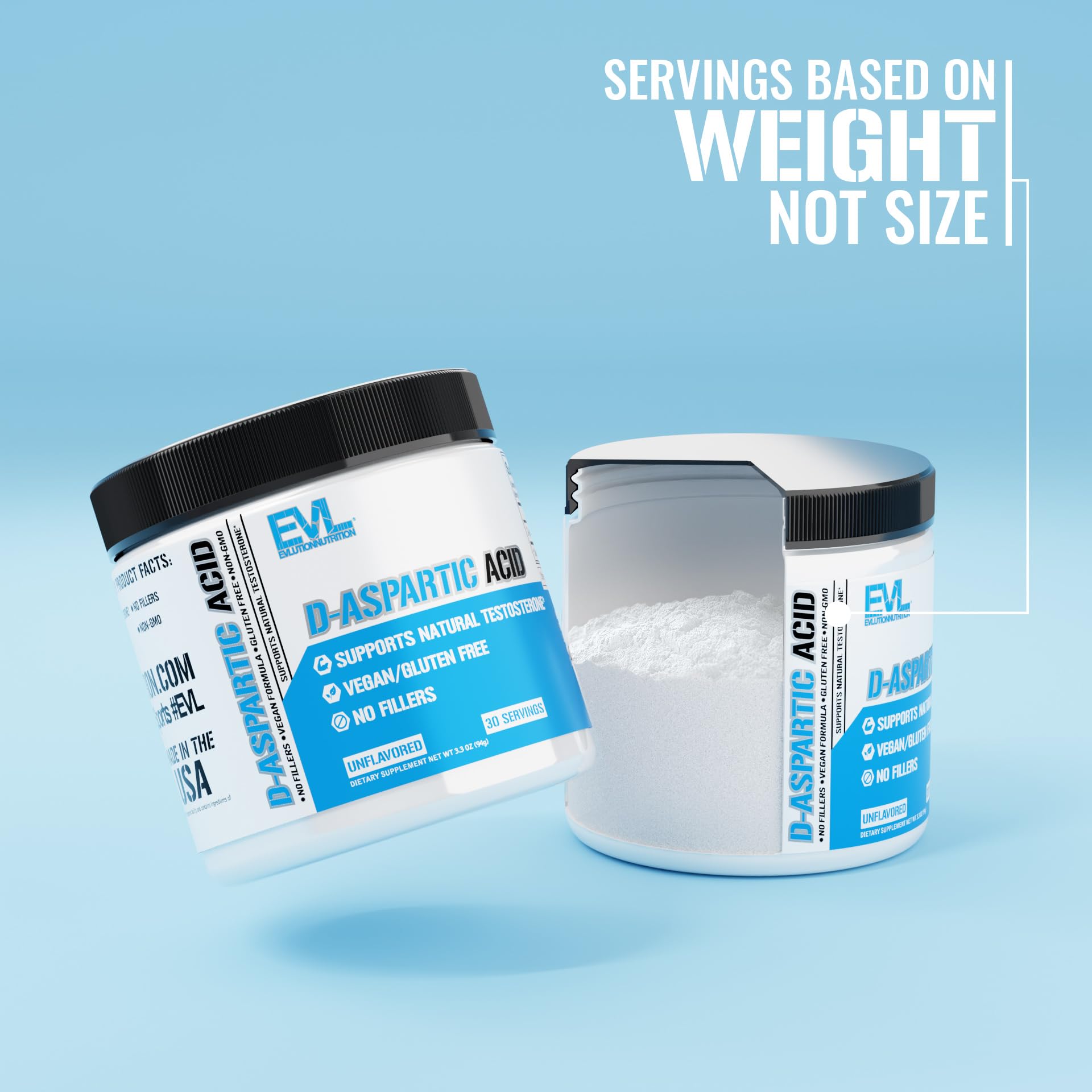 EVL D-Aspartic Acid Testosterone Support Powder for Men - Unflavored — Amazon image 3