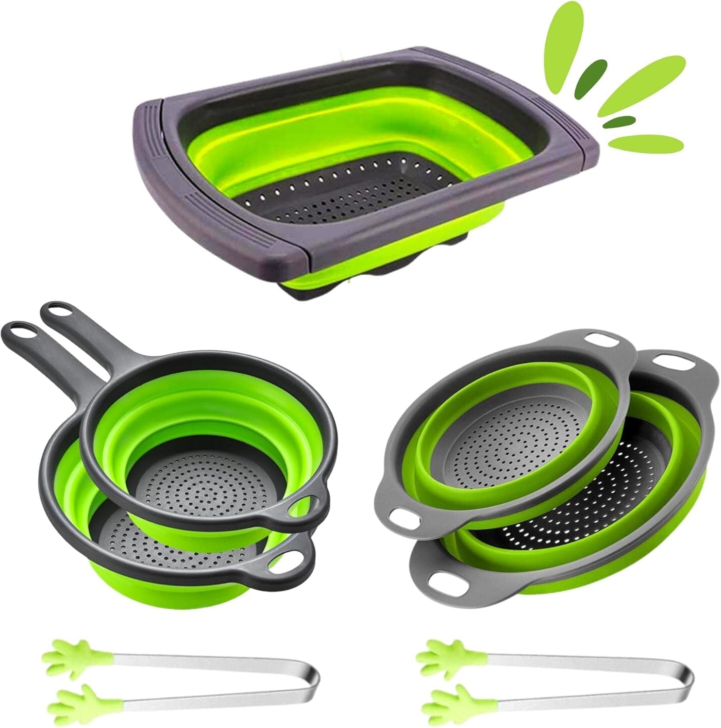 5pack Collapsible Colander Set with Over the Sink Colander