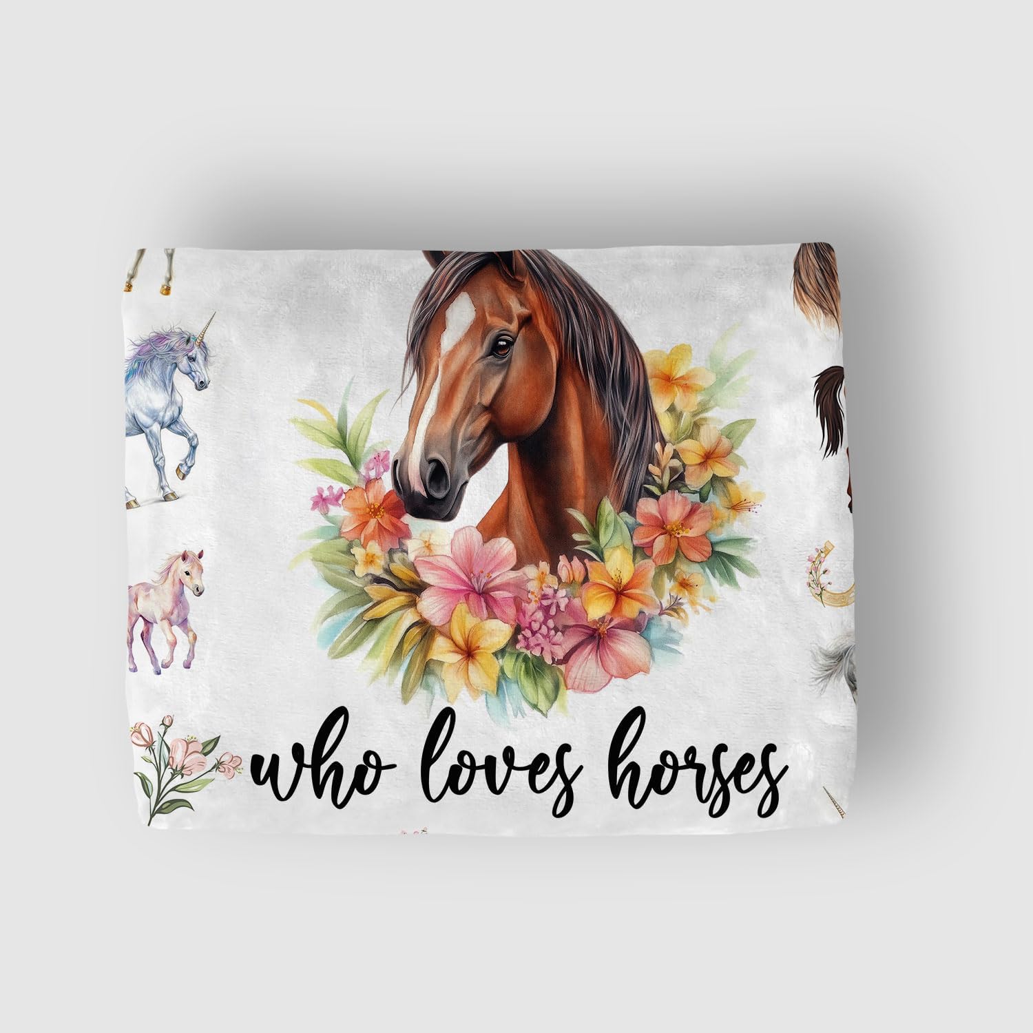 Horse Blanket for Kids Girls, Cute Animal Horses Throws Blankets for Horse Lovers, Just a Girl Who Loves Horses Soft Warm Flannel Blankets for Women Room, Couch, Sofa Bed Decor, 50X60IN - Image 7