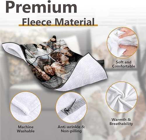 Miniatura 5 de ICELIETE Manta personalizada con texto en imagen, manta de forro polar personalizada con foto para regalos para parejas, mantas personalizadas y