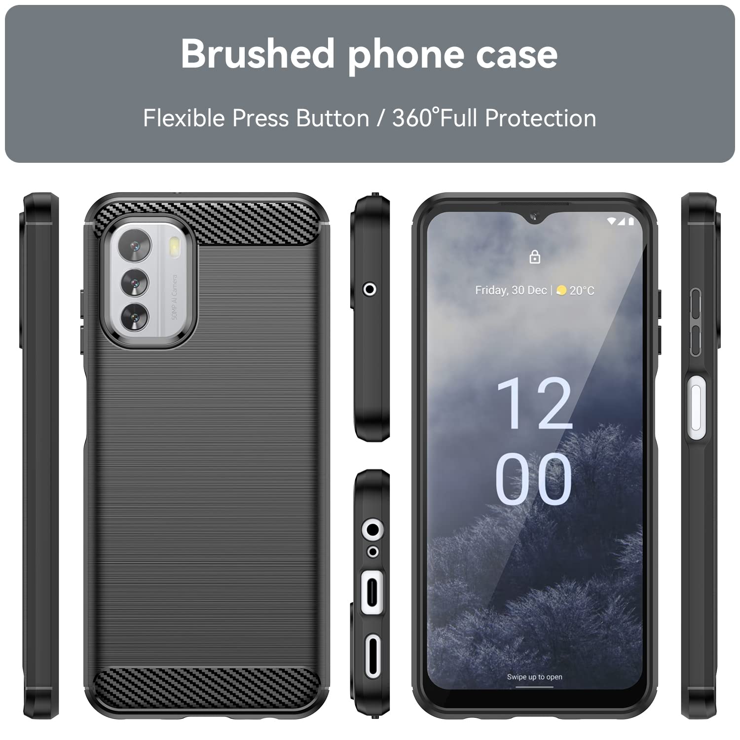 Hülle Für Nokia G60 (2022) – Karbonfaser-Optik, Stoßdämpfend, TPU, Rot, Kompatibel Mit 6,58 Zoll Display
