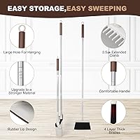 Vista 6 de Juego de escoba y recogedor de mango largo de 54 pulgadas, combo perfecto para limpieza eficiente, marrón y blanco