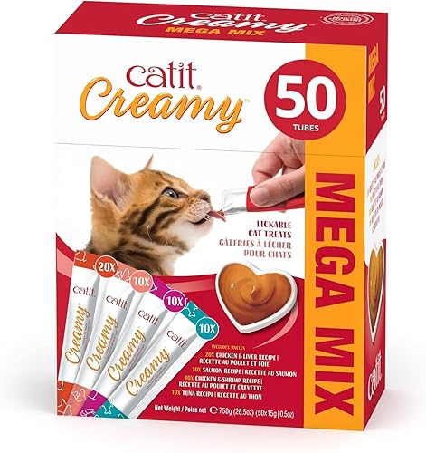Catit Creamy Lickable Cat Treat – Healthy Variety of Flavors,