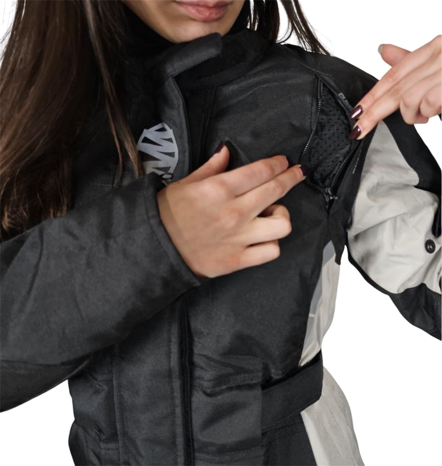 WinNet Giacca giubbotto moto turismo femminile per donna impermeabile con protezioni Omologate C.E. gomiti spalle e schiena 4 stagioni 3 strati