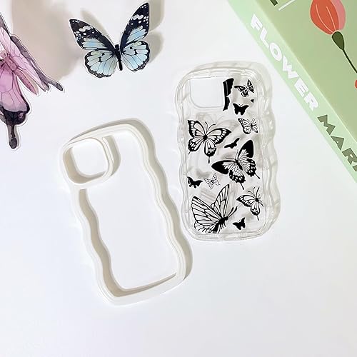 Miniatura 10 de NITITOP Funda compatible con iPhone 13iPhone 14, marco ondulado con ondas de estrella, para mujeres y niñas, forma rizada, a prueba de golpes, TPU